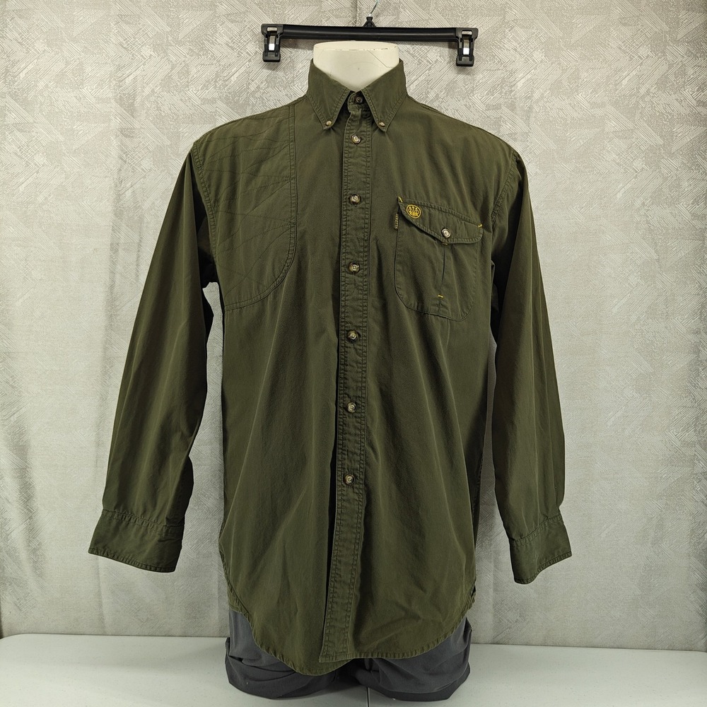 Beretta Shooting Shirt Mens M Olive Green Vented Quilted Shoulder Field Hunting